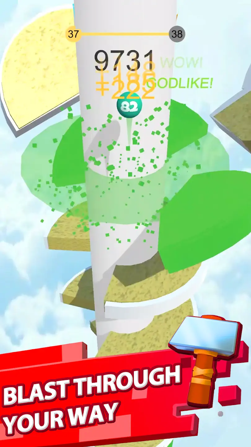 Helix Jump ball bouncing through platforms